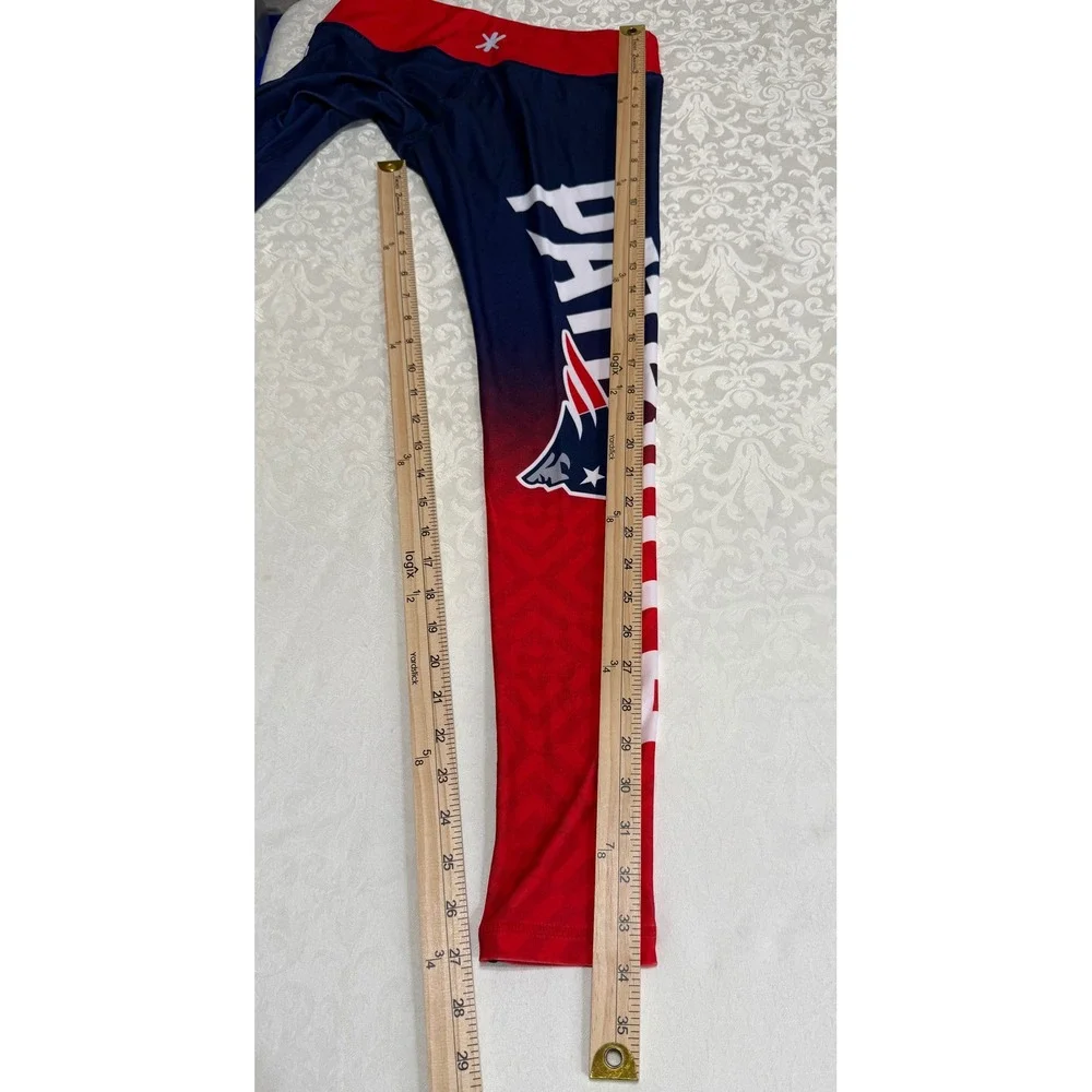 NFL Team Apparel New England Patriots Leggings Navy Red Women's Sporty Blokecore - Picture 8 of 11